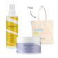 Bouclème's Summer Curl Survival Kit mit Curl Defence Spray, Intensive Moisture Treatment und einer cremefarbenen Tragetasche mit Bouclème-Logo